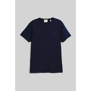 Pánské tričko TRIČKO GANT SLIM MERCERIZED SS T-SHIRT EVENING BLUE