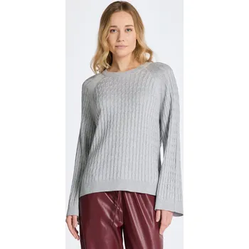 Dámský svetr SVETR GANT CABLE KNIT C-NECK LIGHT GREY MELANGE