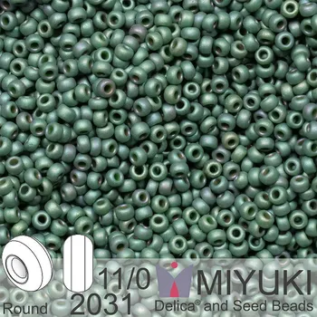 Korálek Korálky Miyuki Round 11/0. Barva 2031 Matte Metallic Sage Green Luster. Balení 5g.
