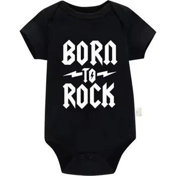 Bavlněné kojenecké body "Born To Rock" (černé) - 6 variant potisků Motiv: PF0840 - Born to Rock, Velikost: 3-6 měs.