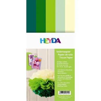 Krepový papír Heyda Hedvábný papír 50 x 70 cm 10 ks - mix žluto / zelený