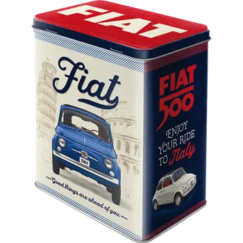 Dóza na potraviny Postershop Plechová dóza L - Fiat 500 (Good things are ahead of you) 3l