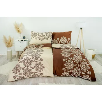 Povlečení Stanex Ložní povlečení bavlněné venzel hnědý (LS157) rozměr: 140 x 200 + 90 x 70, Zapínání: Knoflíkové