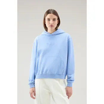 Dámská mikina MIKINA WOOLRICH COTTON FLEECE LOGO HOODIE SEA BREEZE