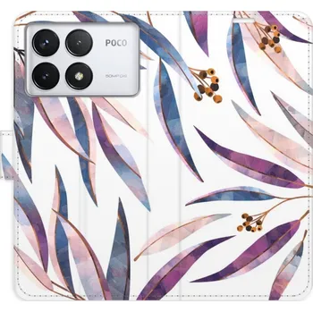 Pouzdro na mobilní telefon Flipové pouzdro iSaprio - Ornamental Leaves - Poco F6 Pro