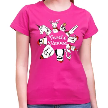 Pánské tričko Vánoční tričko - Veselé Vánoce, Barva látky ružová, Střih Pánsky/UNISEX, Velikost Dětské 122 cm/6let