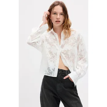 Dámská móda GAP Krajková košile crop - Dámské GAP bílá 2570405