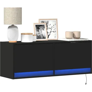 Obývací pokoj vidaXL Nástěnná TV skříňka s LED osvětlením 100 x 31 x 35 cm [852367] Barva: Černá