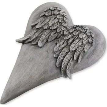 Vánoce Srdce vzpomínkové polyrezin s křídly 16 cm