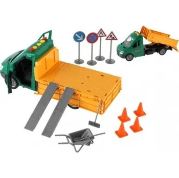 Hračka Auto silničáři s doplňky plast 30cm na setrvačník na baterie se zvukem se světlem