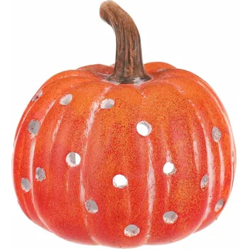 Svícen Svícen Dýně s otvory oranžová, keramika, pr. 14 cm