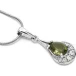 Stříbrný přívěsek s vltavínem a zirkony Molida