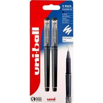 Uni Mitsubishi pencils Gumovací pero Uni-Ball Erasable Gel 0,7 s víčkem - sada 2 černých kusů