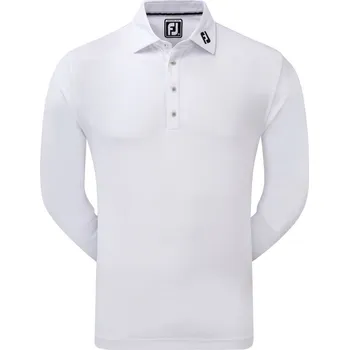 Pánské tričko FootJoy Thermocool Self Collar pánské triko s dlouhým rukávem, bílé