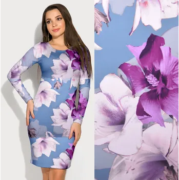 Silnější úplet v modré barvě s digitálním potiskem květin MI57045/14909