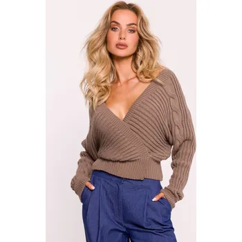 Dámský svetr Svetr s copánky MOE M809 hnědý EU velikost: Univerzální