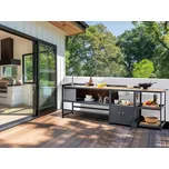 3dílná zahradní kuchyně světle hnědá hliníková skříňka kuchyňský ostrůvek s dřezem a vozíkem letní kuchyně exteriér Beliani