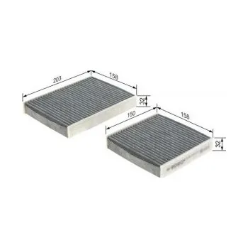Kabinový filtr Kabinový filtr Peugeot 207 (WA_, WC_) Bosch - 1.4, 1.4 BF, 1.416V, 1.616V, 1.616VVTi, 1. -