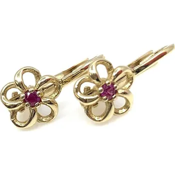 Náušnice Diante Zlaté náušnice s červeným kamenem 31503745