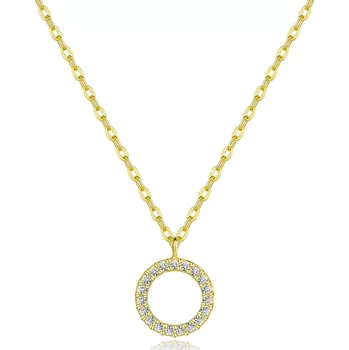 Náhrdelník Náhrdelník ze stříbra 925 - kruh s čirými zirkony, zlatá barva