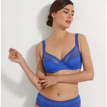 Podprsenka Polovyztužená krajková podprsenka Kalapana s flexibilními kosticemi modrá 85B