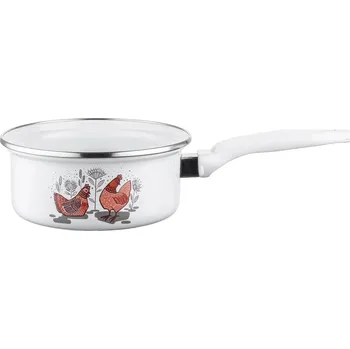 Hrnec Emalia Pleszew Smaltovaný rendlík Rubinka, 16 cm, 1,3 l, bílá