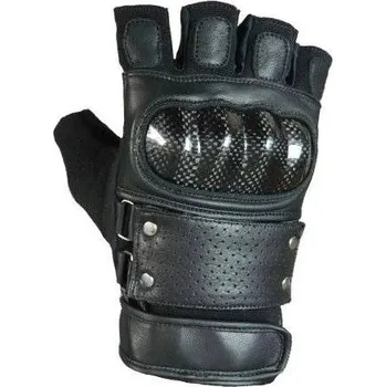 Moto rukavice Kožené rukavice na motorku chopper bez prstů s karbonovým chráničem 3XL