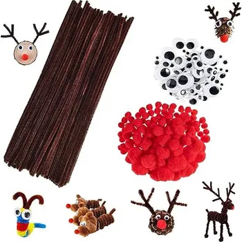 Vánoční dekorace Žinylkové dráty na ohýbání s lepícími oky, sada 450 ks