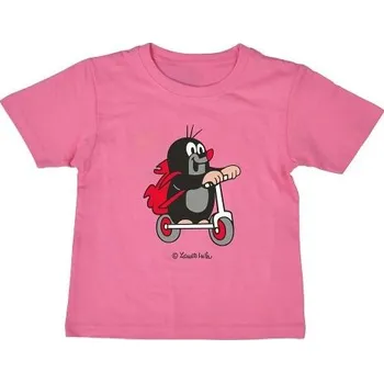 Moravská Ústředna Triko Krtek, 86-94, koloběžka, bavlna, krátký rukáv, růžové