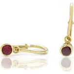 Diante Zlaté náušnice s červeným kamenem 31503328