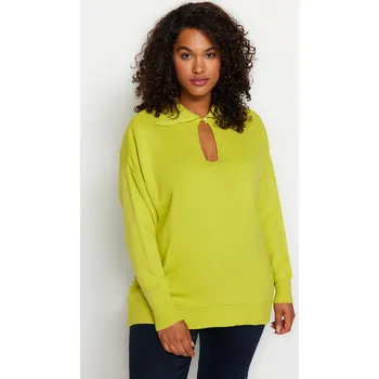 Trendyol Curve Green Front Detailní pletený svetr Trendyol kaki 2338900