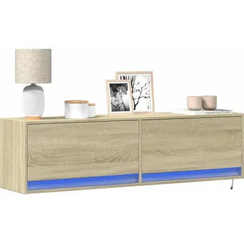 Televizní stolek vidaXL Nástěnná TV skříňka s LED osvětlením 140 x 31 x 38 cm [852375] Barva: dub sonoma