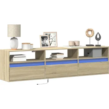 Televizní stolek vidaXL Nástěnná TV skříňka s LED 180 x 31 x 45 cm [3307940] Barva: dub sonoma