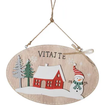 Vánoční ozdoba Ozdoba závěsná Vítejte krajinka 22,6x0,9x14,5cm dřevo