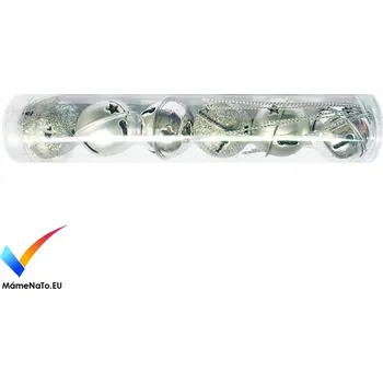 Vánoční dekorace Anděl Přerov Rolničky stříbrné 3 cm, 6 ks v krabičce