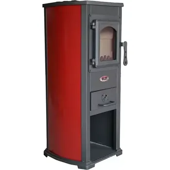 Krbová kamna Krbová kamna Blist Ekonomik Lux červená, 6,6 kW, 120 mm, ocelová
