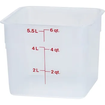 Dóza na potraviny Transparentní polypropylenová nádoba na potraviny CamSquare, Cambro, 5,7 l, 5,7L, Průhledná, 215x215x(H)185mm