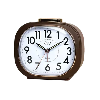 Budík JVD Hnědý tichý ručkový budík s plynulým chodem JVD SRP2010.1