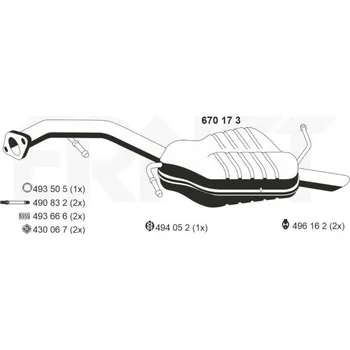 Tlumič výfuku Zadni tlumic vyfuku ERNST 670173