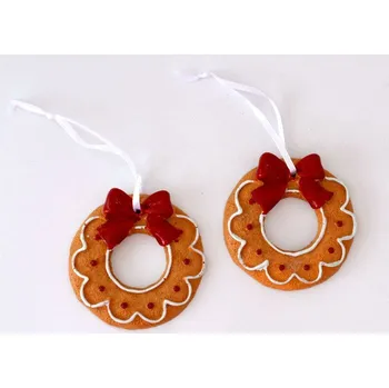 Vánoční dekorace Canea Polsko Malovaný perníček k zavěšení - DONUT 6,5 cm bílá