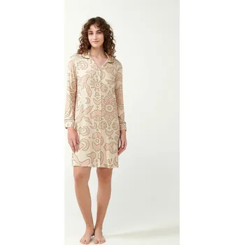 Vamp - Béžová noční košile s knoflíky 21090 - Vamp beige s