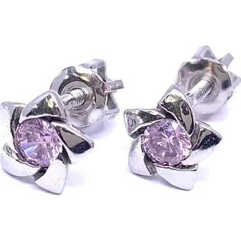 Náušnice Diante Zlaté náušnice s růžovým kamenem 31507423