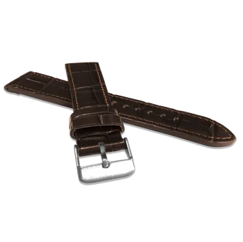 Řemínek na hodinky LAVVU Tmavě hnědý prošitý řemínek CROCO z luxusní kuže Top Grain - 20 LSJUC20