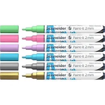 Vícebarevný akrylový popisovač Schneider , 6 ks