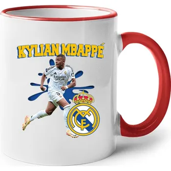 Keramický hrnek Mbappé - Real Madrid, Barva Červená, Velikost 330 ml, Canvas Keramický hrnek s barevným uchem Bezvatriko.cz 2757