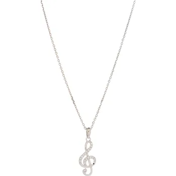 Náhrdelník Stříbrný náhrdelník Houslový klíč s kamínky II - Stříbrný šperk 925/1000