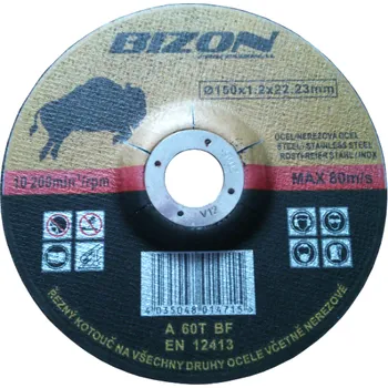 Řezný kotouč BizonProfessional Řezný kotouč vydutý 150x1,2x22,2 mm BIZON - na ocel a nerez