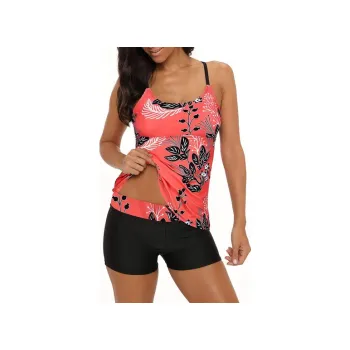 Dámské plavky Durio dámské tankiny červené s květinami 38