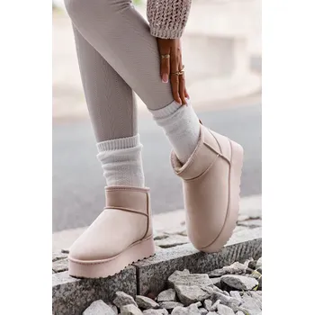 Dámská zimní obuv Boto Ženské sněhové boty s platformou oteplenou kožešinou Xamella Barva: Béžová, Velikost: 41