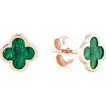 Lillian Vassago Zlaté náušnice čtyřlístek s malachitem LLV31-GER039 Barva zlata: Růžová